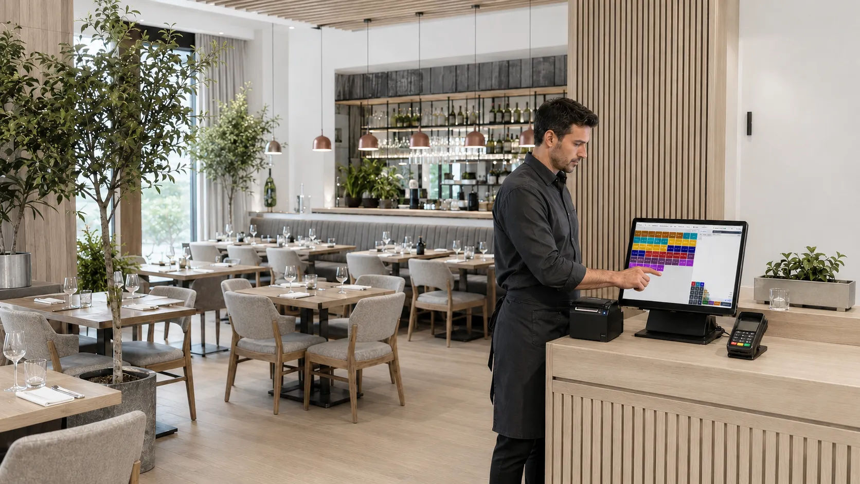 FiskalPOS blagajna na pultu u restoranu